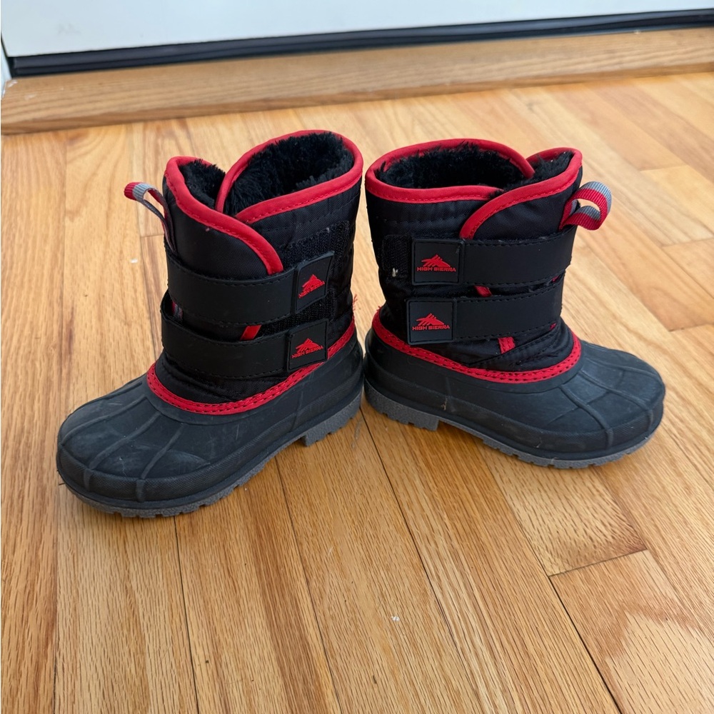 High Sierra Black and Red Kids Snow Boots